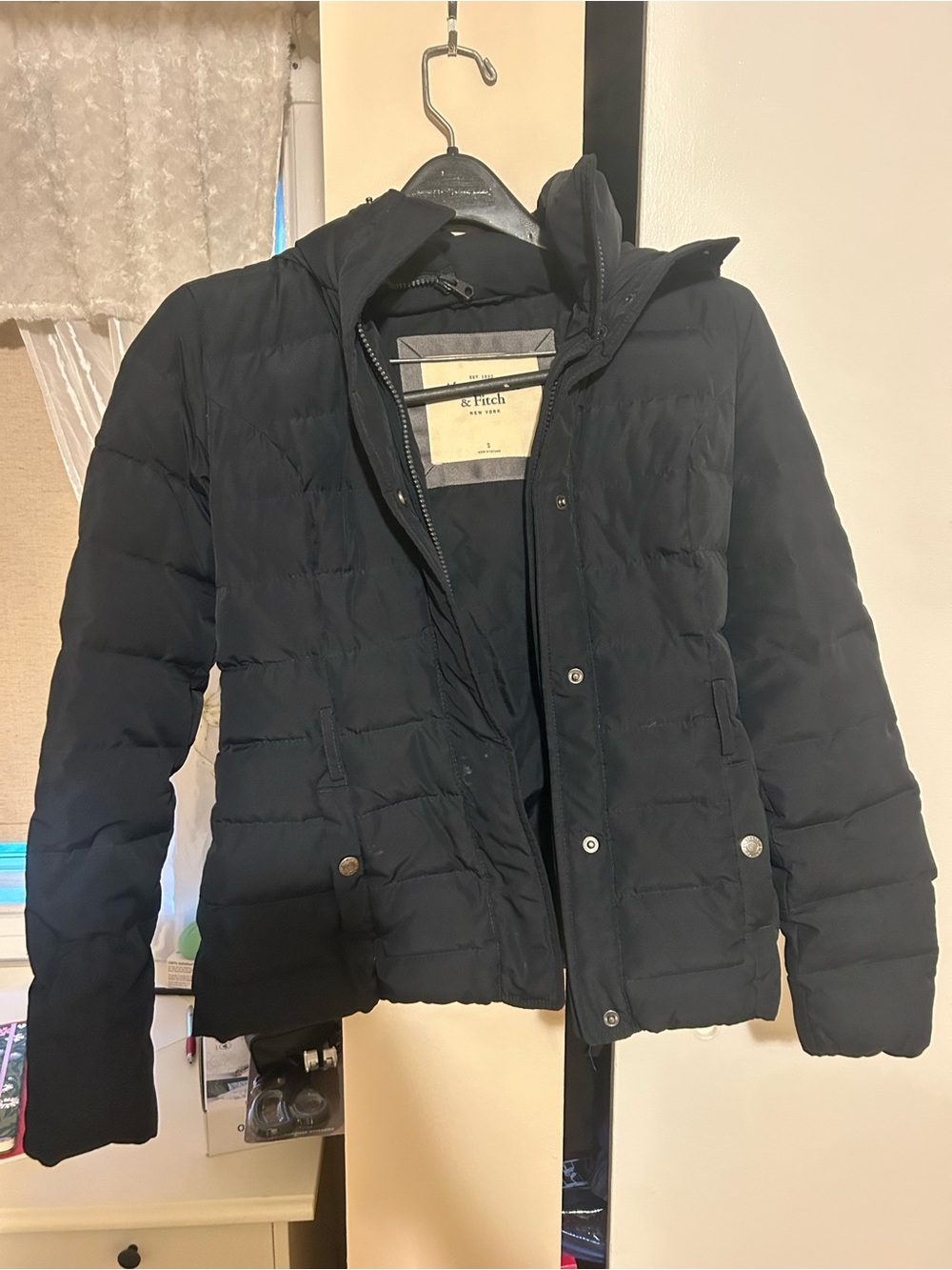 Abercrombie & Fitch Kids Dark Navy Hooded Puffer Jacket